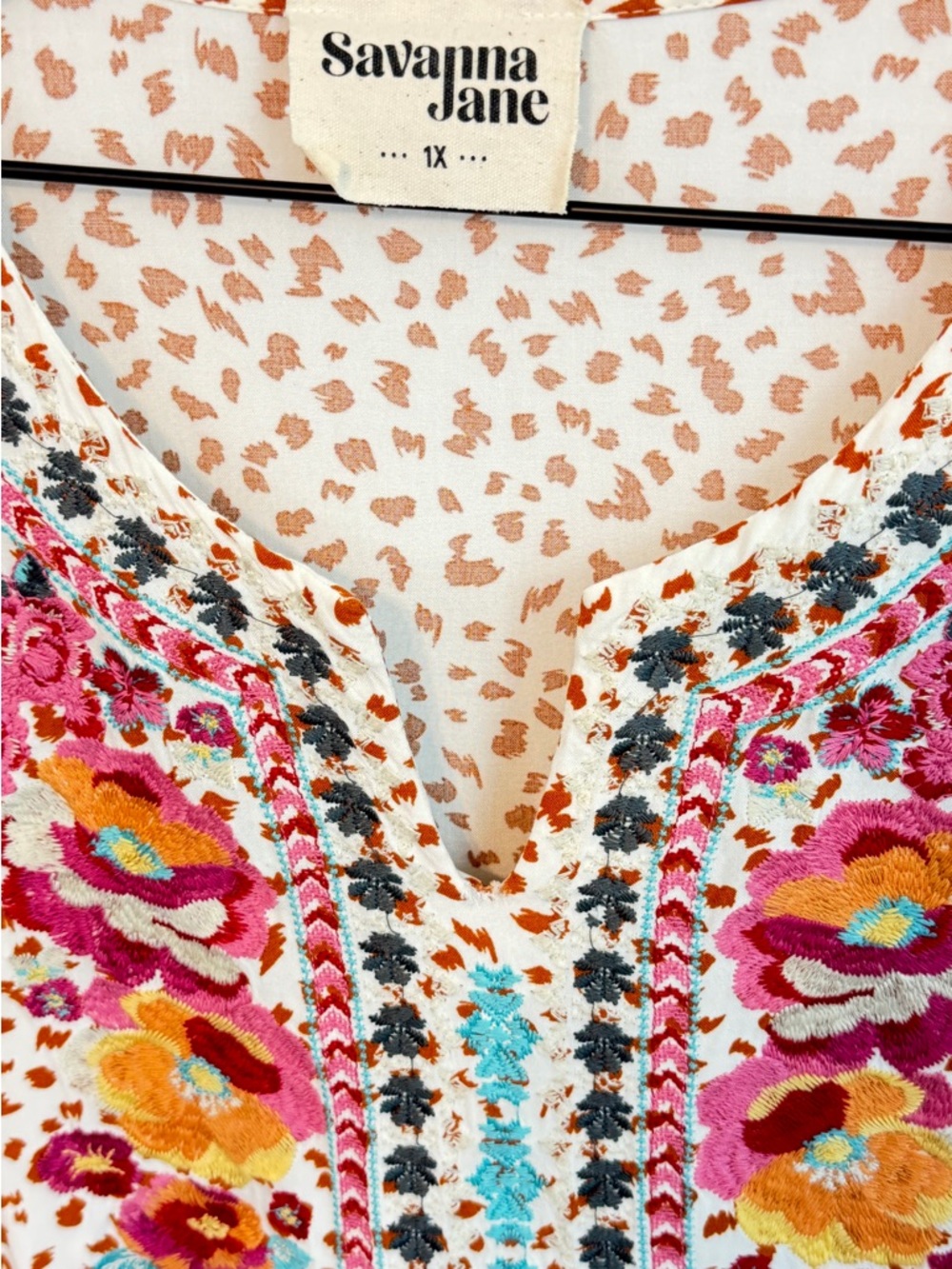 Savanna Jane Leopard-Print Tunic with Pink & Blue Embroidery - Picture 10 of 15